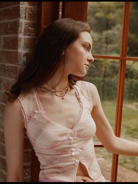 Lace-Trim Pink Knit Camisole Top - Women Intimates